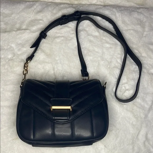 Black Soft Faux Leather quilted Shoulder Bag - Picture 1 of 10